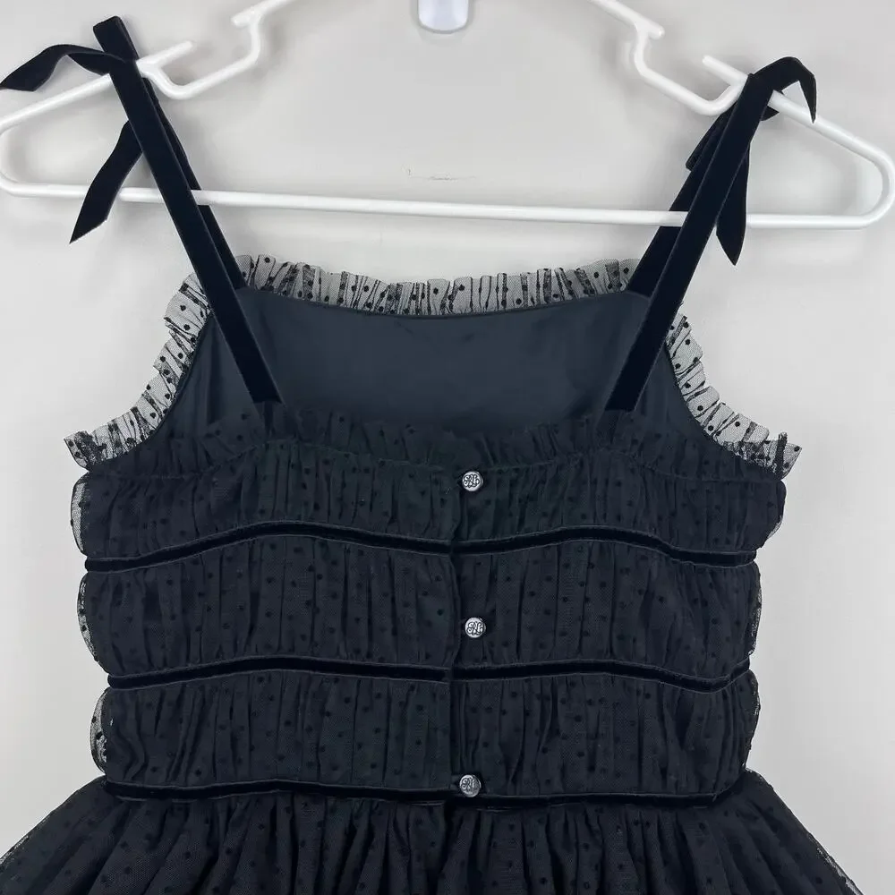 Ralph Lauren Girls Polka Dot Tulle Dress Black 10